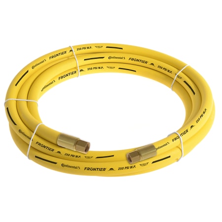 Continental 1/4" x 20' Yellow EPDM Rubbeer Air Hose, 250 PSI, 1/4" FNPSM x FNPSM HZY02525-20-41